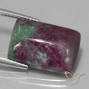 Rubí-Zoisita Multicolor natural de 13.01 ct, Corte Baguette, Opaco