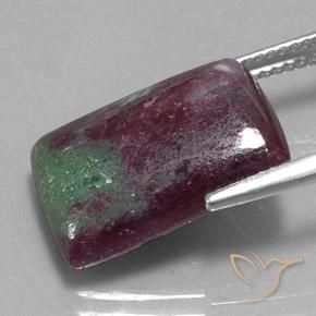 Rubí-Zoisita Multicolor natural de 13.01 ct, Corte Baguette, Opaco