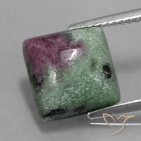 6.74ct Natural Multicolor Rubí-Zoisita, Cuadrado, Opaco