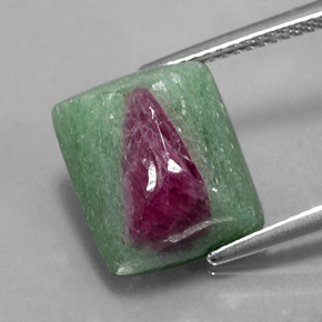 Rubí zoisita multicolor natural de 11,45 ct, baguette, opaco