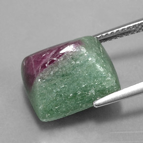 Rubí zoisita multicolor natural de 11,45 ct, baguette, opaco
