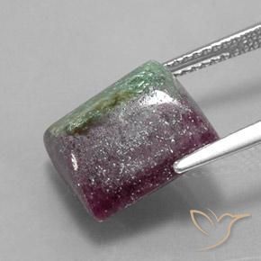 Rubí-Zoisita Multicolor natural de 10.64 ct, Corte Baguette, Opaco