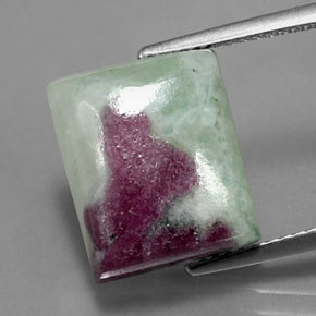 Rubí zoisita multicolor natural de 9,96 ct, baguette, opaco