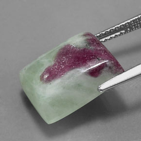 Rubí zoisita multicolor natural de 9,96 ct, baguette, opaco