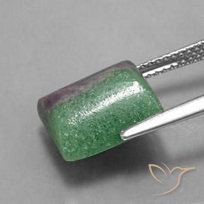 Rubí-Zoisita Multicolor natural de 8.29 ct, Corte Baguette, Opaco