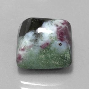 Rubí zoisita multicolor natural de 14,96 ct, cuadrado, opaco