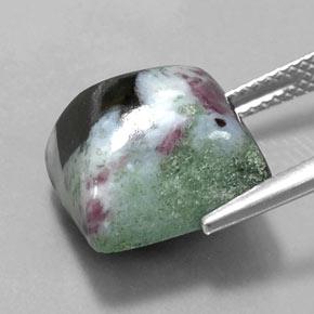 Rubí zoisita multicolor natural de 14,96 ct, cuadrado, opaco