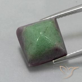 10.92ct Natural Multicolor Rubí-Zoisita, Cuadrado, Opaco