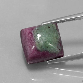 Rubí zoisita multicolor natural de 7,62 ct, cuadrado, opaco