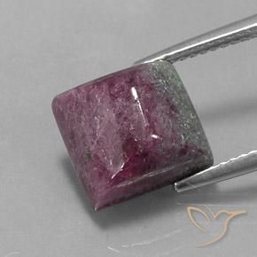 8.08ct Natural Multicolor Rubí-Zoisita, Cuadrado, Opaco