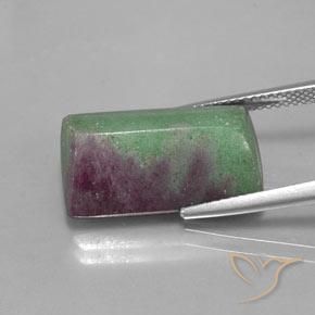 16.75ct Natural Multicolor Rubí-Zoisita, Corte Baguette, Opaco