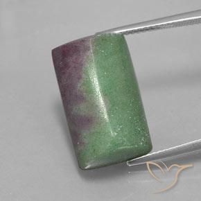 Rubí-Zoisita Multicolor natural de 16.75 ct, Corte Baguette, Opaco