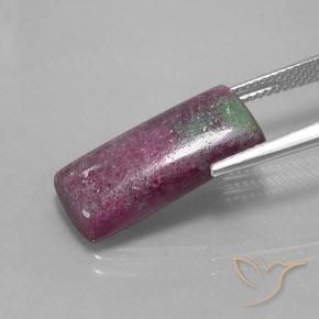 Rubí-Zoisita Multicolor natural de 10.58 ct, Corte Baguette, Opaco