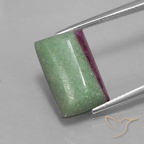 Rubí-Zoisita Multicolor natural de 12.20 ct, Corte Baguette, Opaco