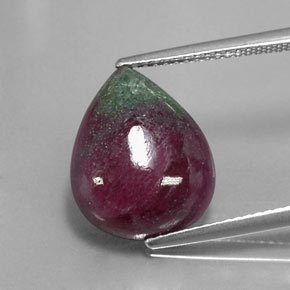 Rubí zoisita multicolor natural de 9,65 ct, en forma de pera, opaco
