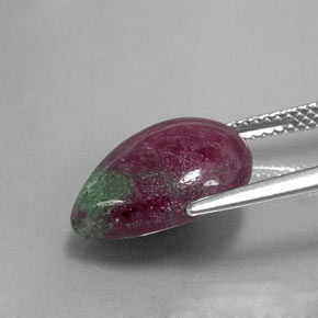 Rubí zoisita multicolor natural de 9,65 ct, en forma de pera, opaco