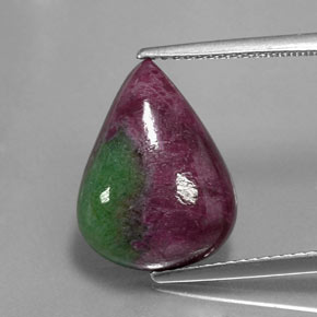 Rubí zoisita multicolor natural de 10,24 ct, en forma de pera, opaco