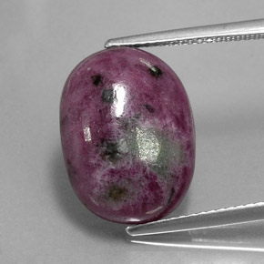 Rubí zoisita multicolor natural de 13,33 ct, corte óvalo, opaco