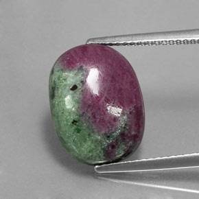 Rubí zoisita multicolor natural de 9,17 ct, corte óvalo, opaco