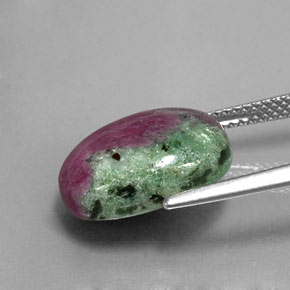 Rubí zoisita multicolor natural de 9,17 ct, corte óvalo, opaco