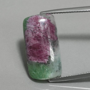 Rubí zoisita multicolor natural de 14,49 ct, corte cojín, opaco