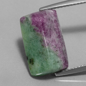 Rubí-Zoisita Multicolor natural de 9.36 ct, Corte Baguette, Opaco