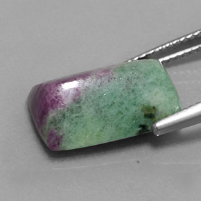 Rubí-Zoisita Multicolor natural de 9.36 ct, Corte Baguette, Opaco