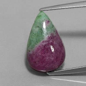 Rubí-Zoisita Multicolor natural de 6.58 ct, En forma de pera, Opaco