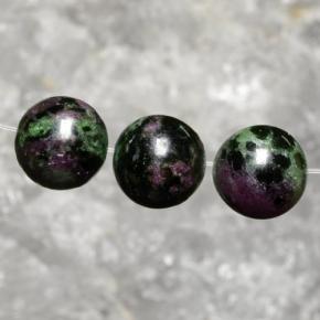 Gemas de rubí zoisita multicolor natural de 27,63 ct, esfera / bola, opaco