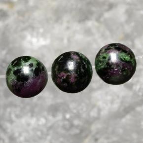 Gemas de rubí zoisita multicolor natural de 27,63 ct, esfera / bola, opaco