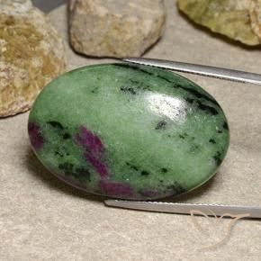Rubí-Zoisita Multicolor natural de 48.98 ct, Ovalada, Opaco