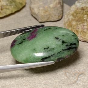 Rubí-Zoisita Multicolor natural de 48.98 ct, Ovalada, Opaco