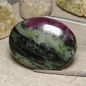 Rubí-Zoisita Multicolor natural de 56.55 ct, Ovalada, Opaco