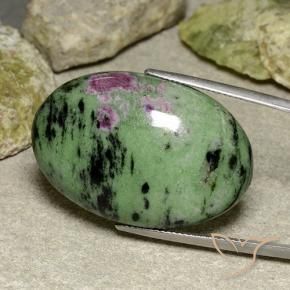 Rubí-Zoisita Multicolor natural de 59.91 ct, Ovalada, Opaco