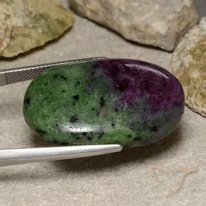 Rubí-Zoisita Multicolor natural de 49.58 ct, Ovalada, Opaco