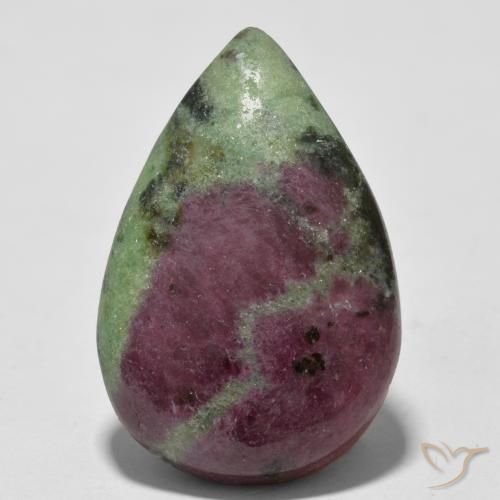 29.84ct Natural Multicolor Rubí-Zoisita, En forma de pera, Opaco