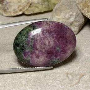 Rubí-Zoisita Multicolor natural de 42.28 ct, Ovalada, Opaco