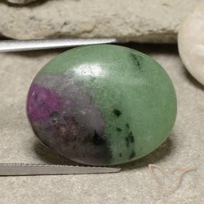 Rubí-Zoisita Multicolor natural de 27.80 ct, Ovalada, Opaco