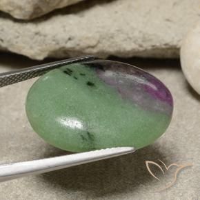Rubí-Zoisita Multicolor natural de 27.80 ct, Ovalada, Opaco