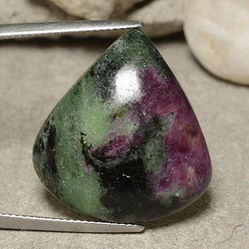 34.84ct Natural Multicolor Rubí-Zoisita, En forma de pera, Opaco