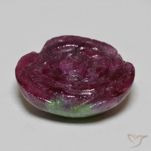 Rubí-Zoisita Multicolor natural de 20.70 ct, Corte Flor, Opaco
