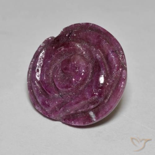 Rubí-Zoisita Rojo frambuesa natural de 13.84 ct, Corte Flor, Opaco