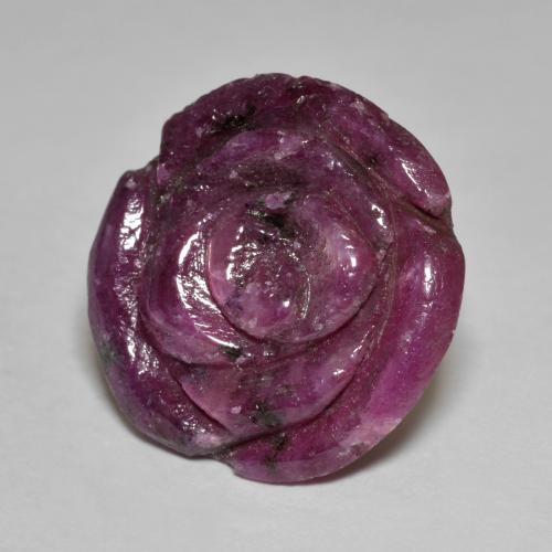 Rubí zoisita púrpura natural de 13,40 ct, corte flor, opaco