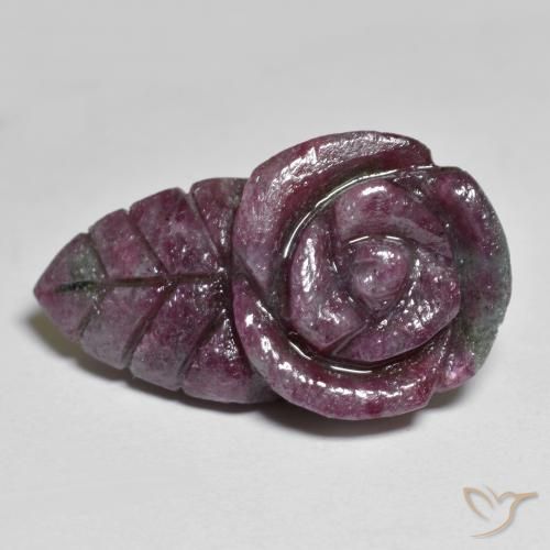 19.47ct Natural Multicolor Rubí-Zoisita, Corte Flor, Opaco