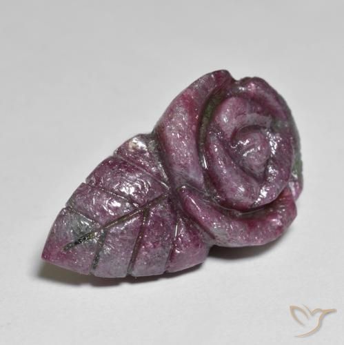 Rubí-Zoisita Multicolor natural de 19.47 ct, Corte Flor, Opaco