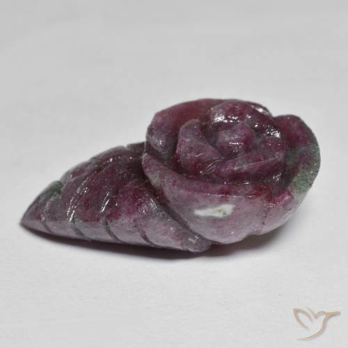Rubí-Zoisita Multicolor natural de 19.47 ct, Corte Flor, Opaco
