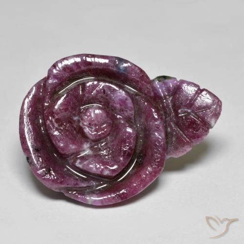 Rubí-Zoisita Rojo oscuro natural de 16.10 ct, Corte Flor, Opaco