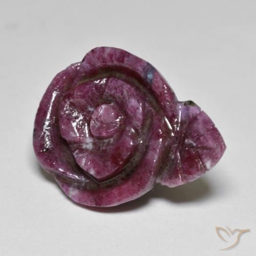 Rubí-Zoisita Rojo oscuro natural de 16.10 ct, Corte Flor, Opaco