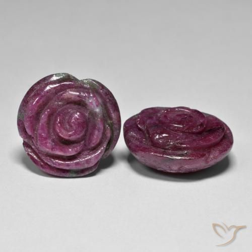 Gemas de Rubí-Zoisita Multicolor natural de 37.71 ct, Corte Flor, Opaco