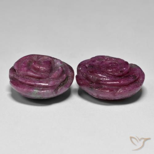Gemas de Rubí-Zoisita Multicolor natural de 37.71 ct, Corte Flor, Opaco